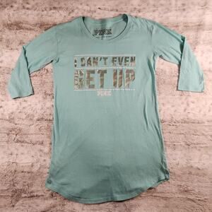 Victoria's Secret PINK Light Blue Green Graphic Long Sleep Tee Dress - Small